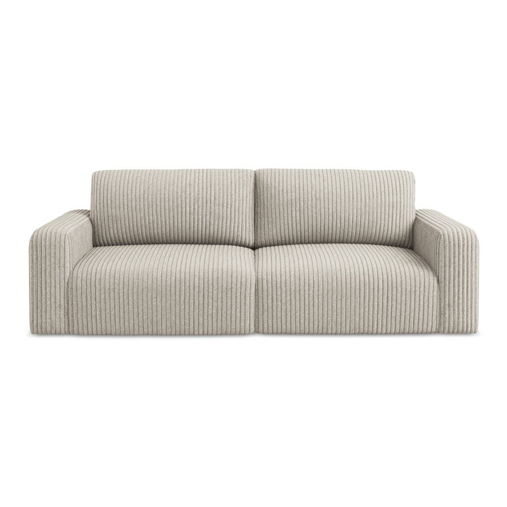 Beżowa sztruksowa rozkładana sofa ze schowkiem 252 cm Kona – Makamii