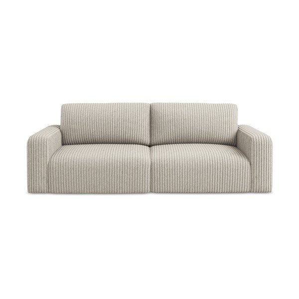 Beżowa sztruksowa rozkładana/ze schowkiem sofa 252 cm Kona – Makamii