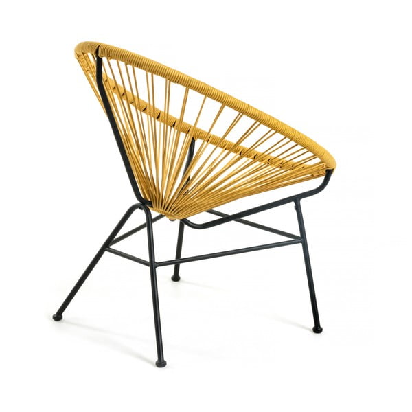 Musztardowy fotel ogrodowy ze stalową konstrukcją Kave Home Samantha-image-3