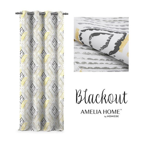 Zasłona AmeliaHome Geometric Grey, 140x245 cm-image-2