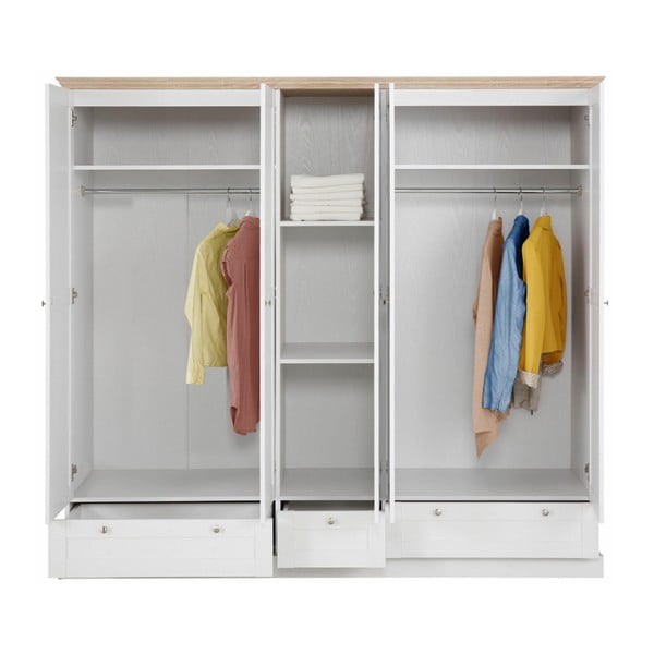 Biała szafa 5-drzwiowa z dębowym dekorem Støraa Bruce-image-1