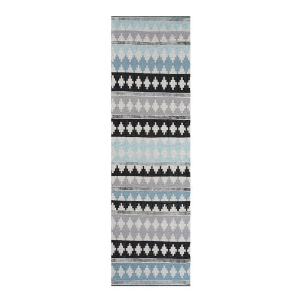 Niebieski dywan bawełniany Linie Design Nantes, 80x250 cm
