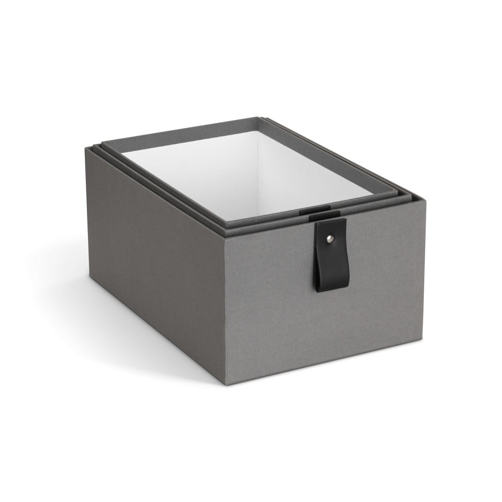 Szare kartonowe pojemniki zestaw 3 szt. 20,5x29,5x14,5 cm Aston Paper Laminate – Bigso (zdjęcie 4)