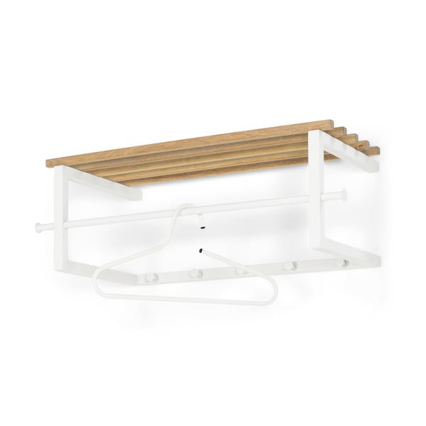 Biały/w naturalnym kolorze metalowy wieszak ścienny z półką 76 cm Marco – Spinder Design