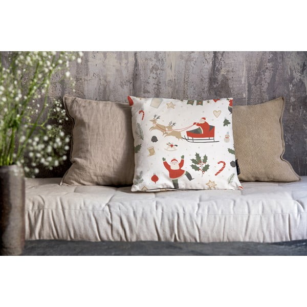 Poszewka na poduszkę ze świątecznym motywem 45x45 cm Happy Santa – Butter Kings-image-1
