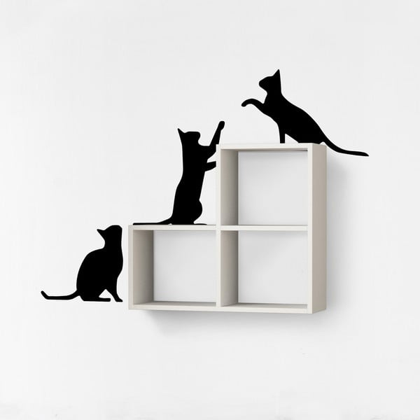 Czarno-biała półka z naklejką dekoracyjną Cats