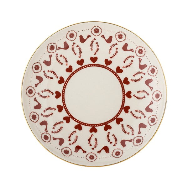 Kremowy kamionkowy talerz deserowy ze świątecznym motywem ø 16 cm Jolly – Bloomingville