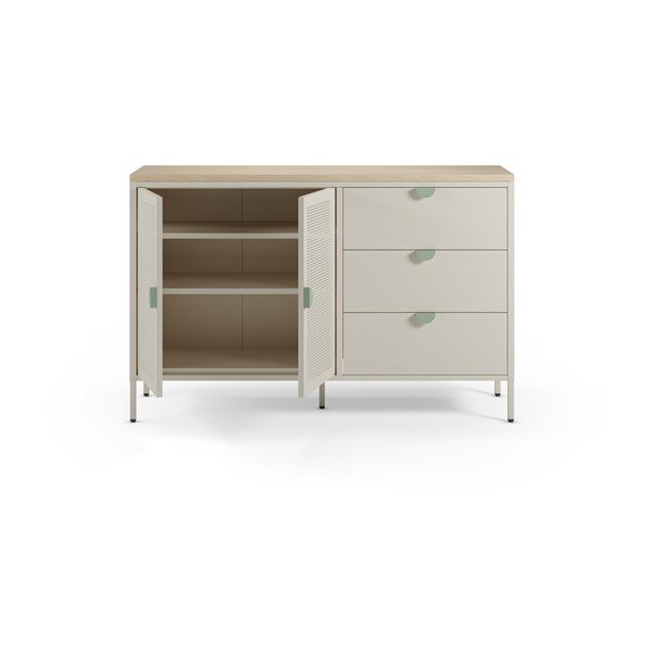 Kremowa/w naturalnym kolorze metalowa komoda 140x90x40 cm Sayla – Marckeric-image-1