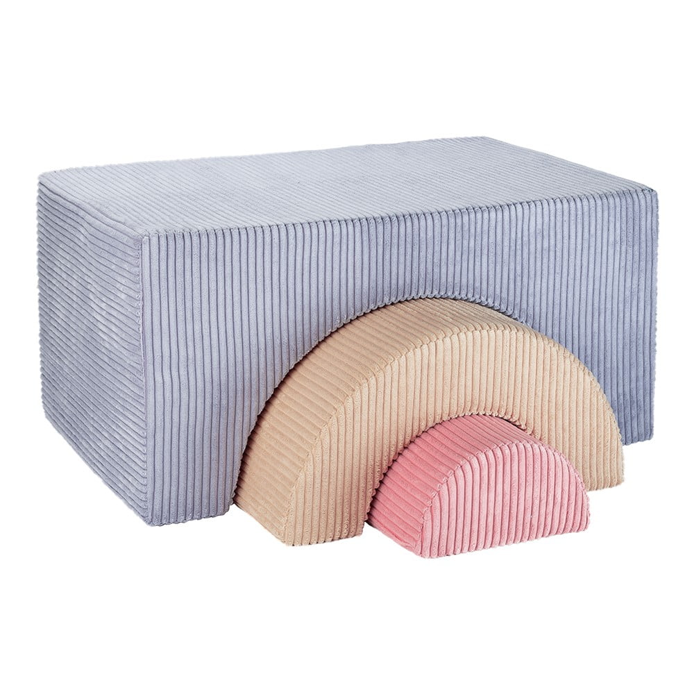 Niebieski sztruksowy piankowy plac zabaw 75x49x37 cm Rainbow Montessori – Wigiwama