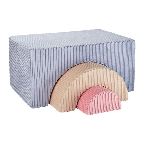 Niebieski sztruksowy piankowy plac zabaw 75x49x37 cm Rainbow Montessori – Wigiwama