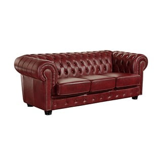 Czerwona skórzana sofa Max Winzer Norwin, 200 cm