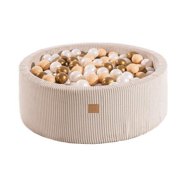 Kremowy sztruksowy basen z kulkami ø 90x30 cm Montessori – Meowbaby