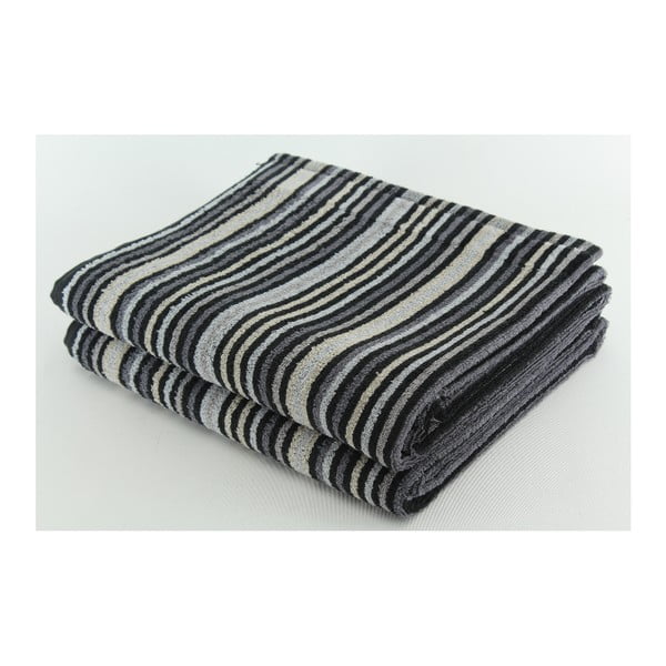 Zestaw 2 ręczników Collette Antracit, 70x140 cm