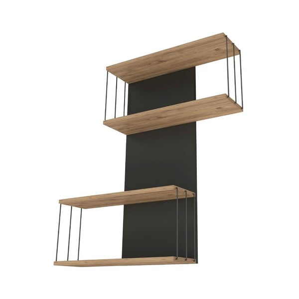 Antracytowo-naturalna wielopoziomowa półka w dekorze sosny 65 cm Destan – Kalune Design-image-3