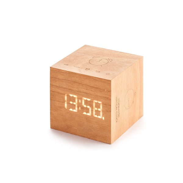 Budzik z drewna wiśniowego Gingko Cube Plus