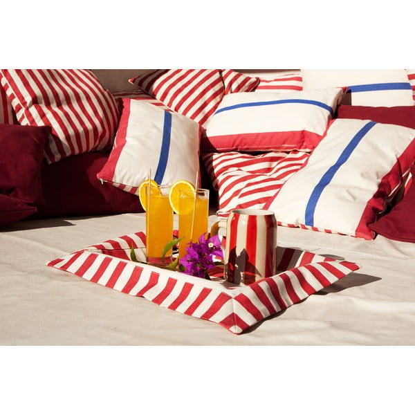 Poduszka Lona 60x40 cm, czerwono-niebieskie paski-image-1