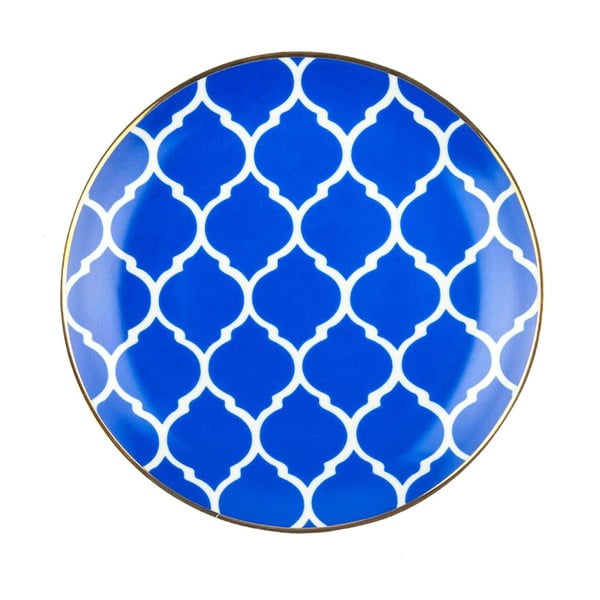 Niebiesko-biały talerz porcelanowy Vivas Morocco, Ø 23 cm