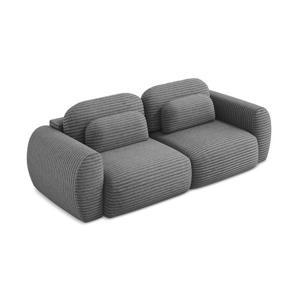 Ciemnoszara sztruksowa rozkładana sofa ze schowkiem 266 cm Kini – Makamii-image-2