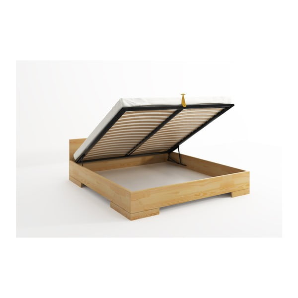 Łóżko 2-osobowe z drewna sosnowego ze schowkiem SKANDICA Spectrum, 140x200 cm-image-4