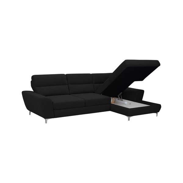 Czarny rozkładany narożnik prawostronny Windsor & Co Sofas Omega-image-4