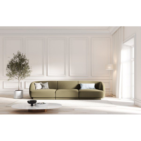 Zielona aksamitna sofa 259 cm Miley  – Micadoni Home-image-4