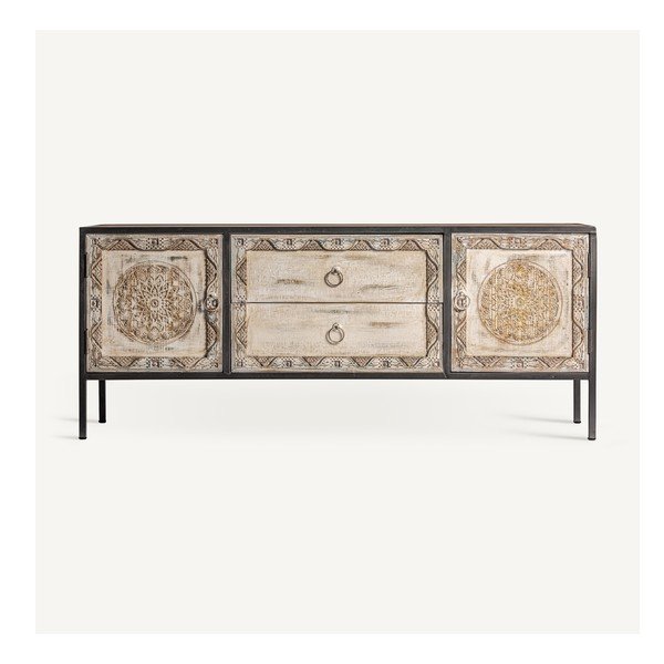 Szafka pod TV z litego drewna jodłowego 135x55 cm Jaipur – Burkina