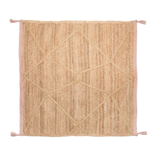 Kremowy dywan z juty wykonany ręcznie Nattiot Elili, 140x140 cm