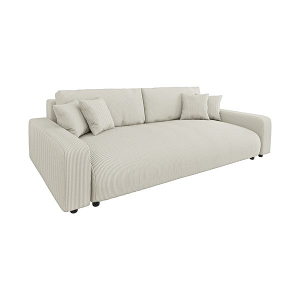 Kremowa sztruksowa rozkładana sofa ze schowkiem 234 cm Sara – Ropez