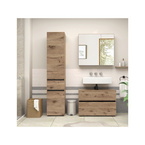 Szafka pod umywalkę w dekorze dębu 80x55 cm Wisla – Støraa-image-4