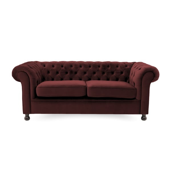 Bordowa sofa Vivonita Chesterfield, 195 cm