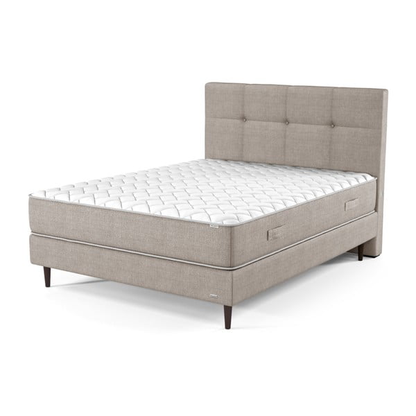 Beżowe łóżko boxspring z zagłówkiem i materacem z pianki Ted Lapidus Maison OPALE, 160x200 cm