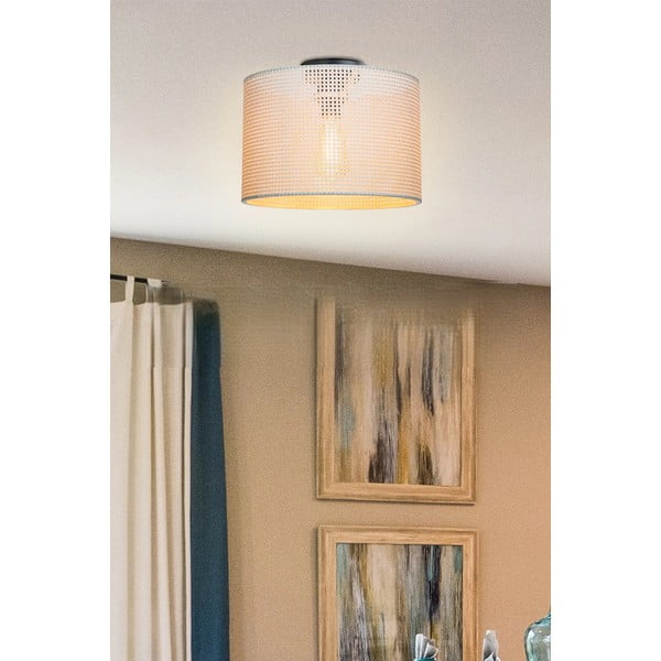 Kremowa lampa sufitowa z tekstylnym kloszem ø 30 cm Goza – Squid Lighting-image-1