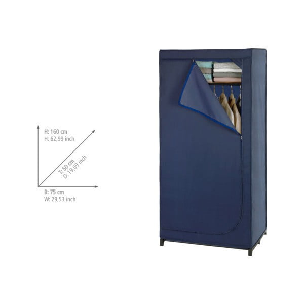 Niebieska materiałowa szafa Wenko Business, wys. 160 cm-image-1