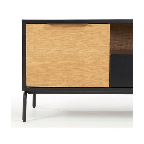 Czarno-brązowa szafka pod TV Kave Home Savoi, 120x50 cm-image-1