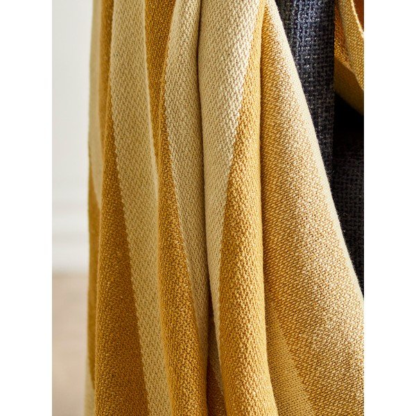 Żółty koc z bawełny z recyklingu 130x160 cm Frello – Bloomingville-image-3