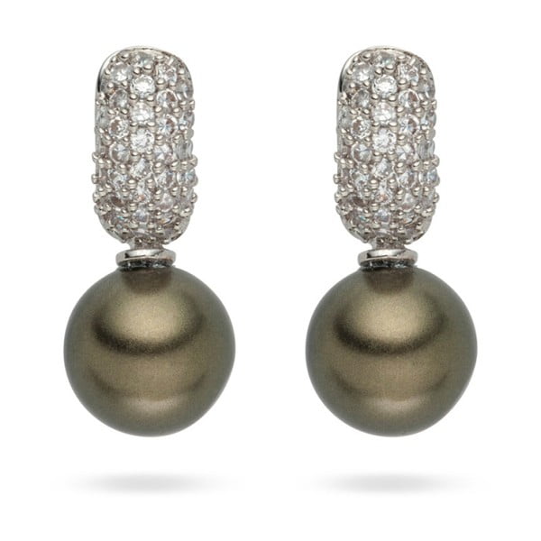 Jasnobrązowe kolczyki z pereł z cyrkoniami Pearls of London Niké