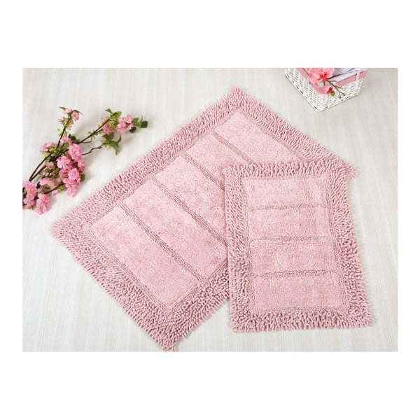 Zestaw 2 różowych dywaników łazienkowych Irya Home Vesta, 60x100 cm i 40x60 cm