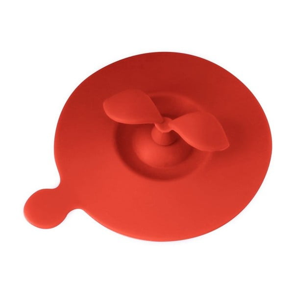 Czerwona pokrywka silikonowa na kubek Vialli Design Leaves