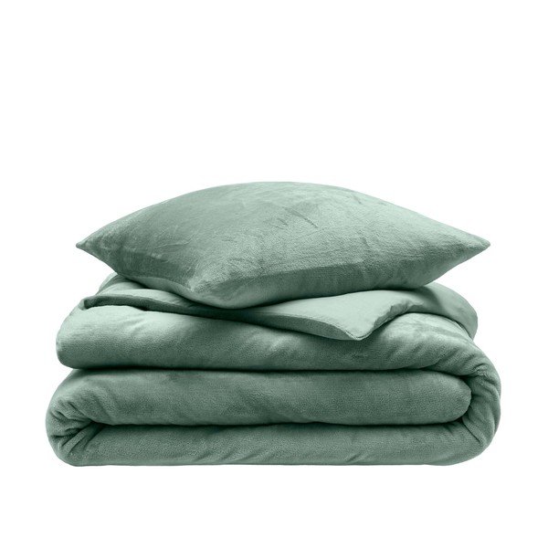 Zielona pościel dwuosobowa z mikfroflaneli 3-częściowa 240x220 cm Flanou – douceur d'intérieur