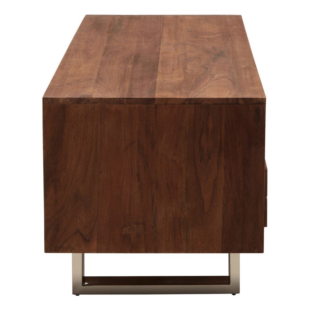 Szafka pod TV z litego drewna akacjowego w ciemnym naturalnym kolorze 140x52x50 cm Simla – Premier Housewares (zdjęcie 3)