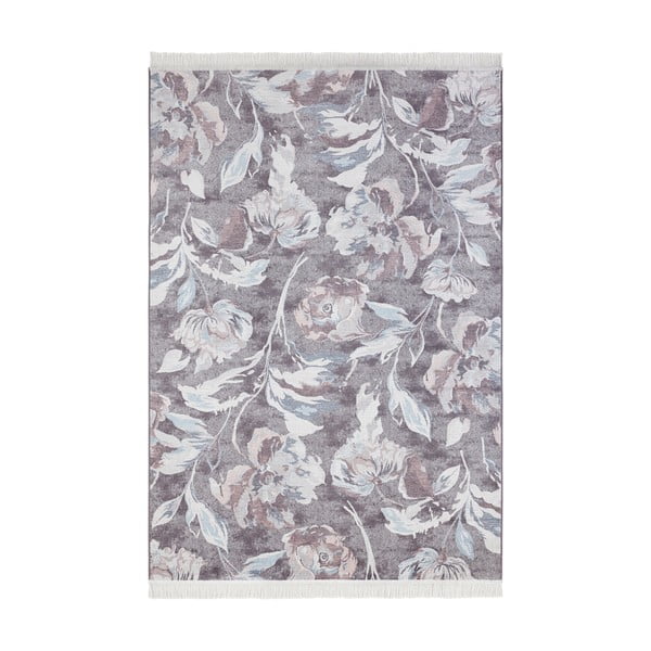 Szary dywan z domieszką bawełny Nouristan Contemporary Flowers, 135x195 cm