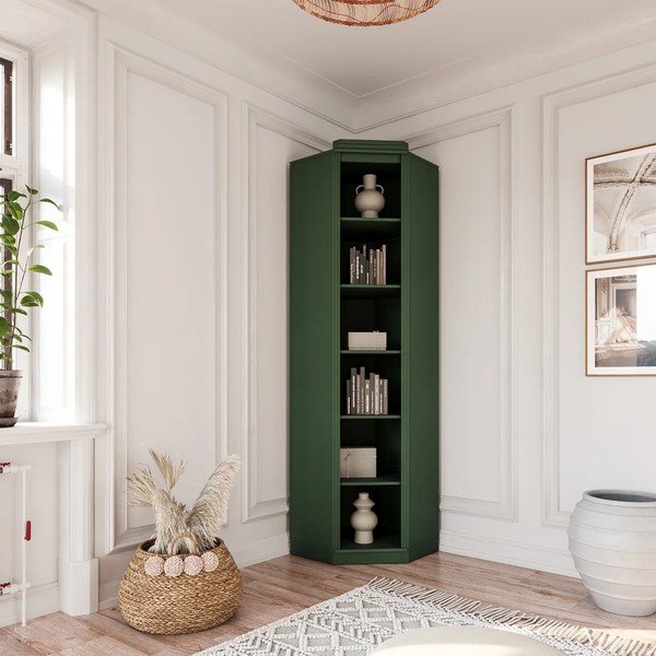 Zielony regał z litego drewna sosnowego 85x219x56 cm Anita – Støraa-image-1