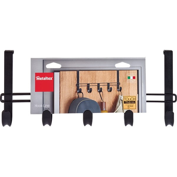 Czarny metalowy wieszak na drzwi 38 cm Lava – Metaltex-image-2