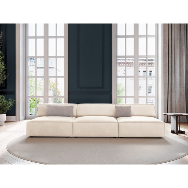 Kremowa aksamitna sofa 240 cm Jodie – Micadoni Home-image-1