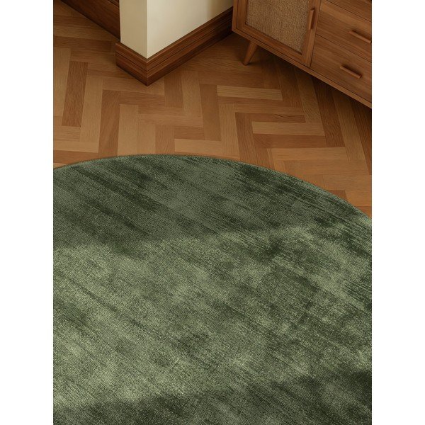 Zielony okrągły dywan z wiskozy tkany ręcznie ø 150 cm Noemi – Vikosa-image-3