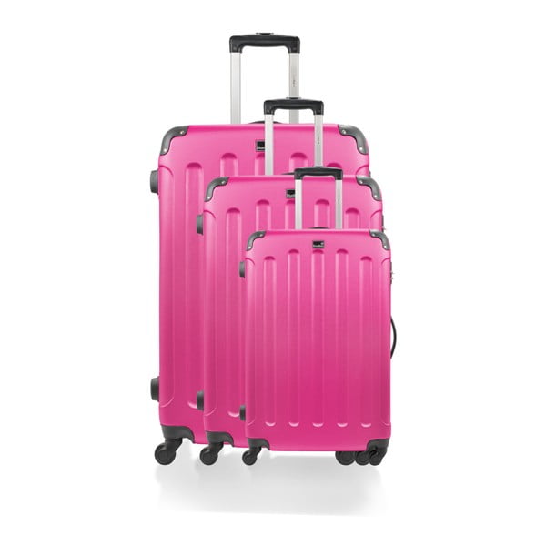 Zestaw 3 różowych walizek na kółkach Blue Star Madrid