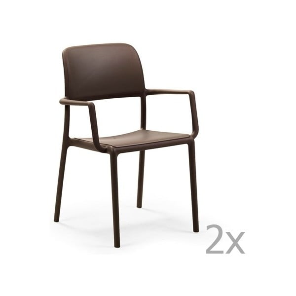 Zestaw 2 brązowych krzeseł ogrodowych Nardi Riva