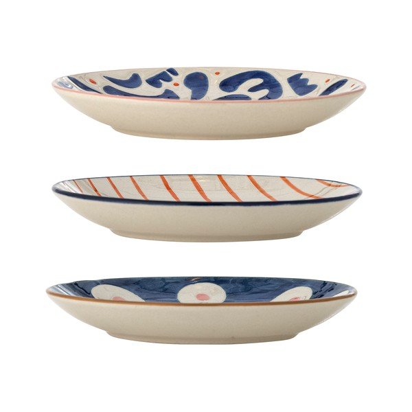Białe/niebieskie kamionkowe talerze zestaw 3 szt. deserowe ø 16 cm Eviaya – Bloomingville-image-2
