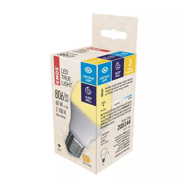 Żarówka LED z ciepłym światłem z gwintem E27, 7 W – EMOS-image-1