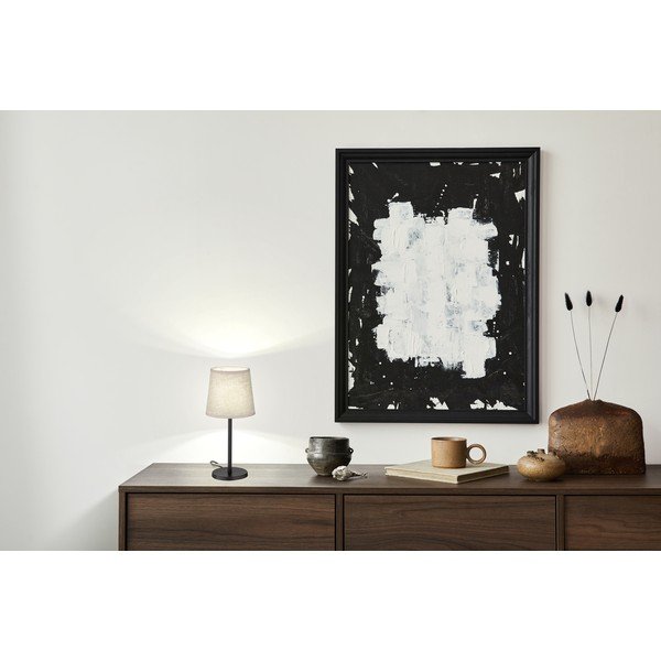 Czarno-beżowa lampa stołowa z tekstylnym kloszem (wysokość 30 cm) Eve – Fischer & Honsel-image-1